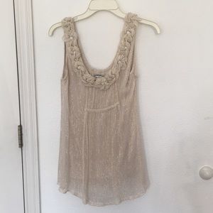 Yoana Baraschi Gold/Tan Rose Neckline Top